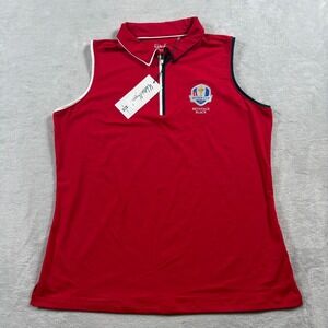 Walter Hagen Performance 11 Ryder Cup Sleeveless Polo Tank Top Womens L Red Golf